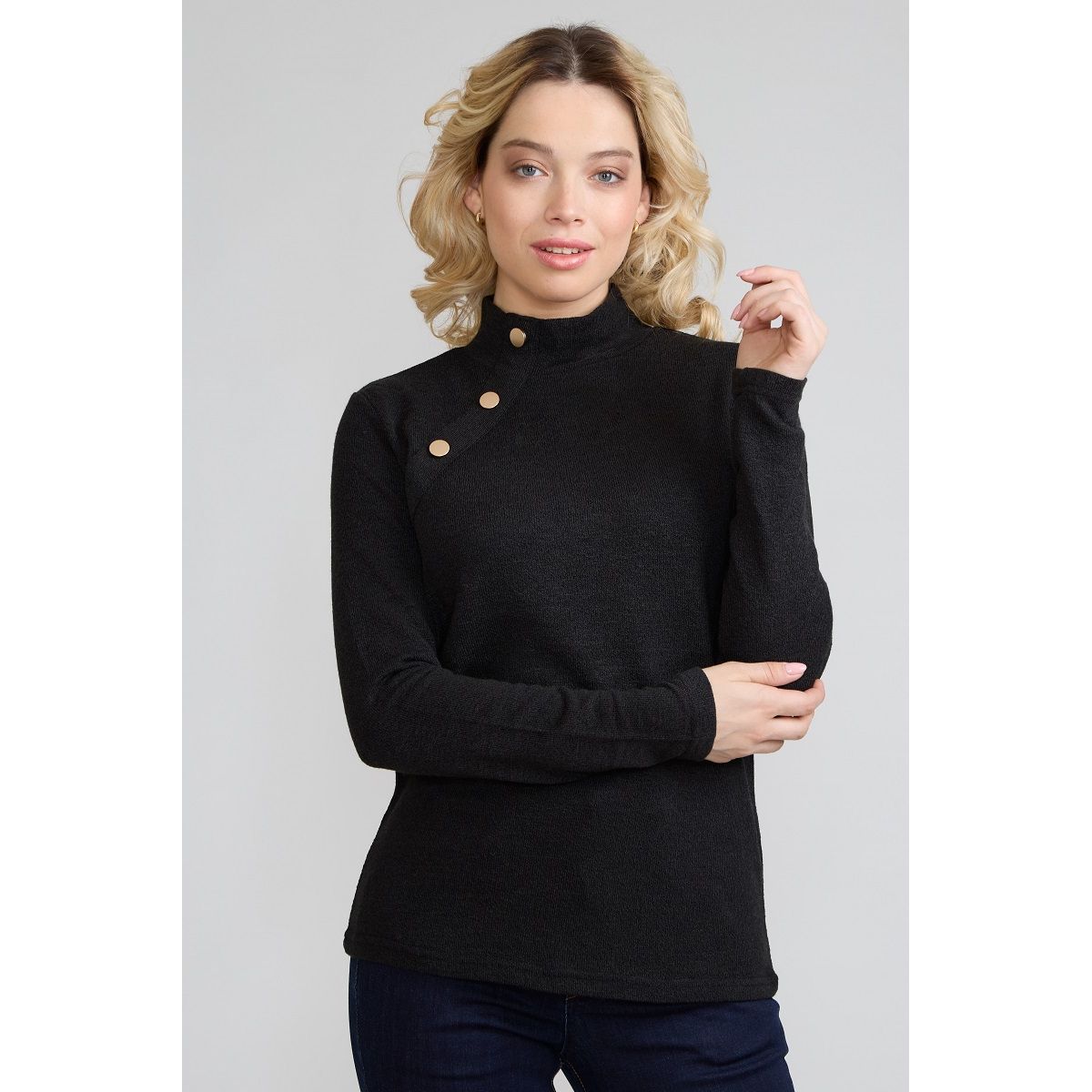 TENTATION - Polera Botones Negro Tentation