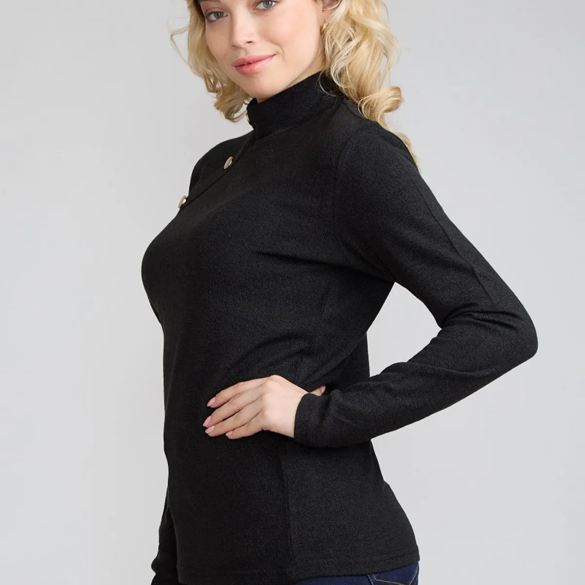 TENTATION - Polera Botones Negro Tentation