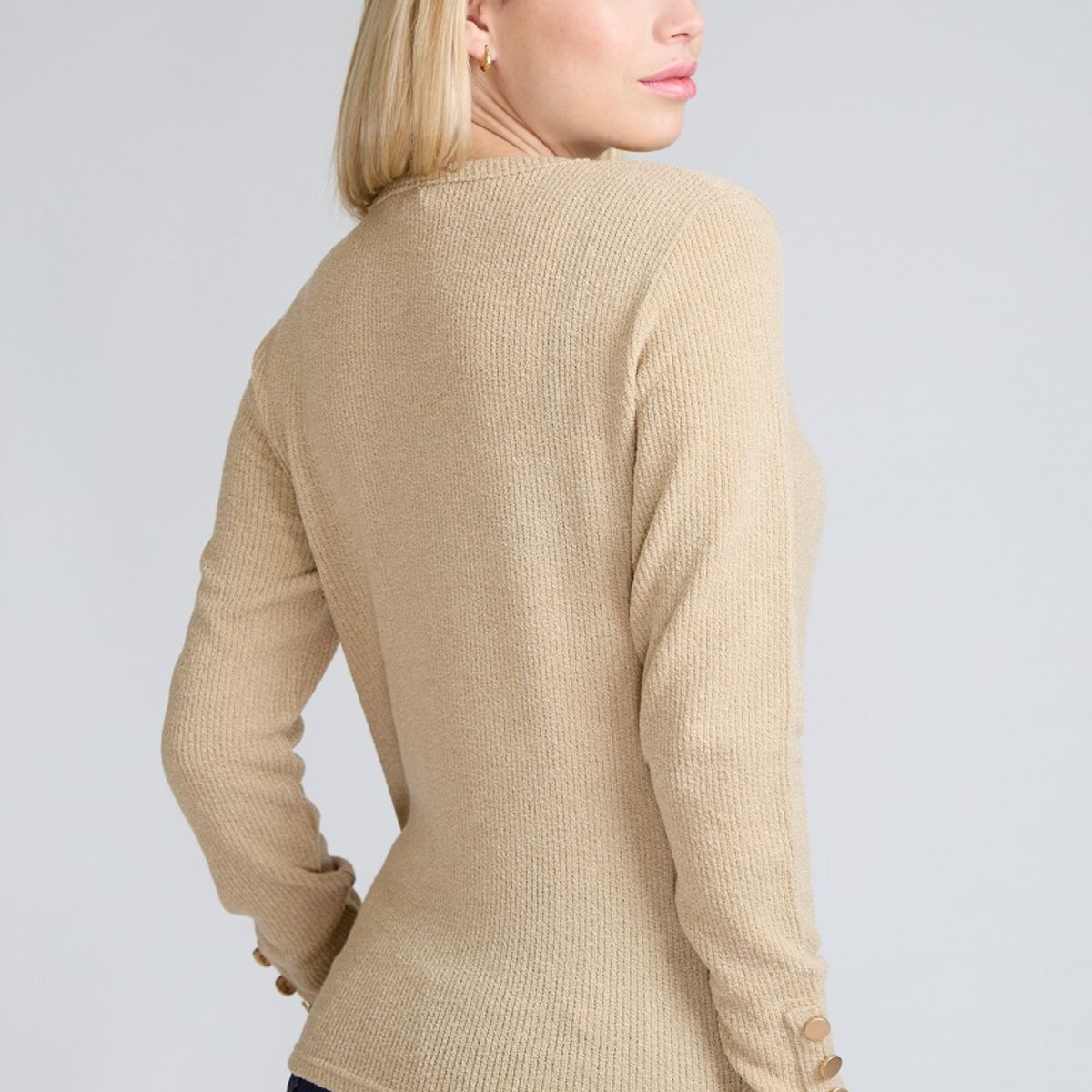 TENTATION - Polera Boton Hombro Beige Tentation