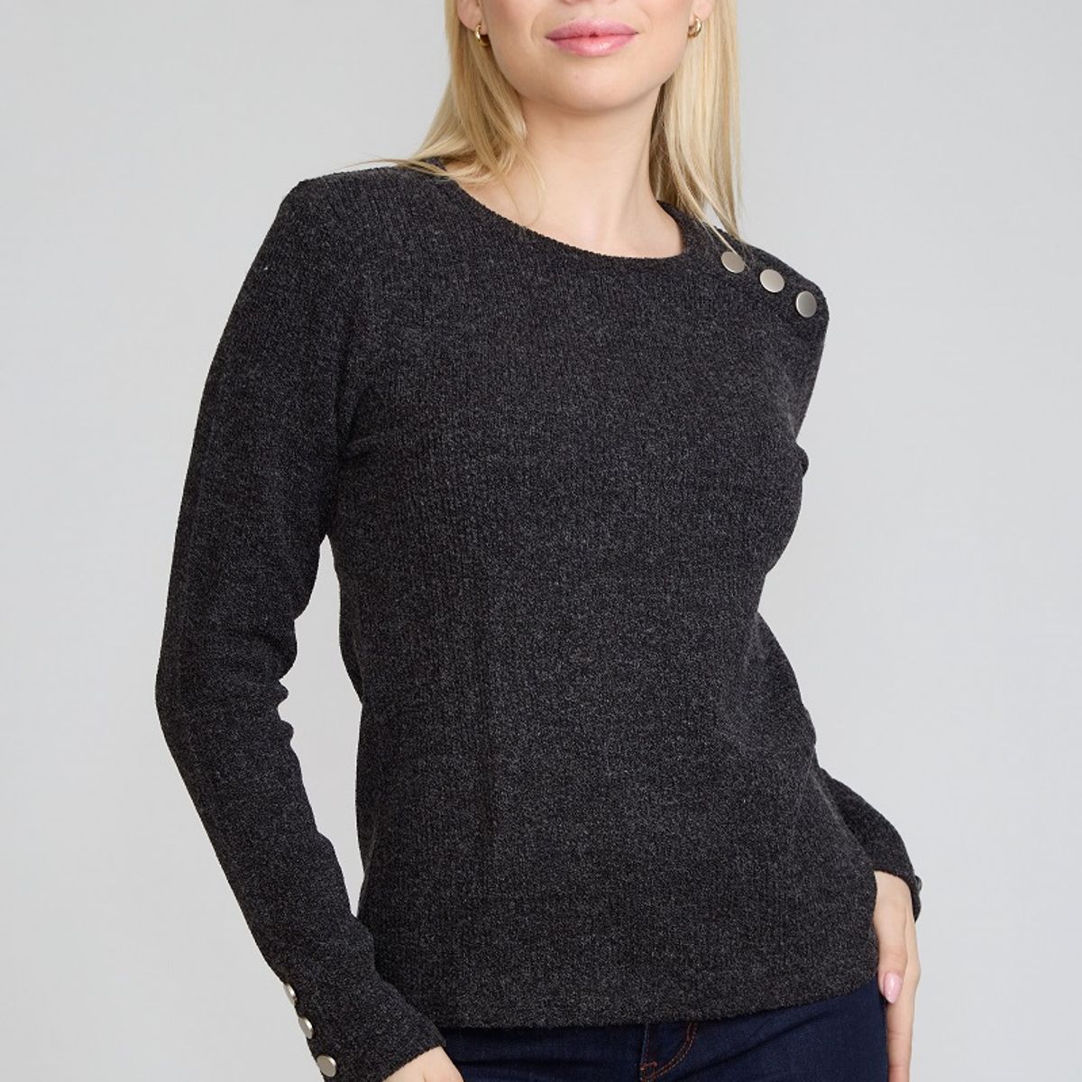 TENTATION - Polera Boton Hombro Black Tentation