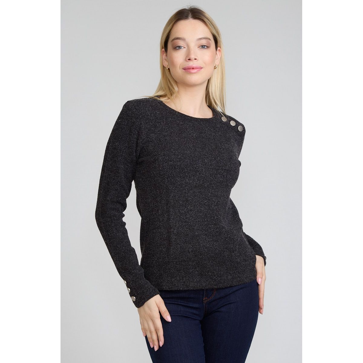 TENTATION - Polera Boton Hombro Black Tentation