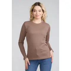TENTATION - Polera Acanalada Gamuza Cafe