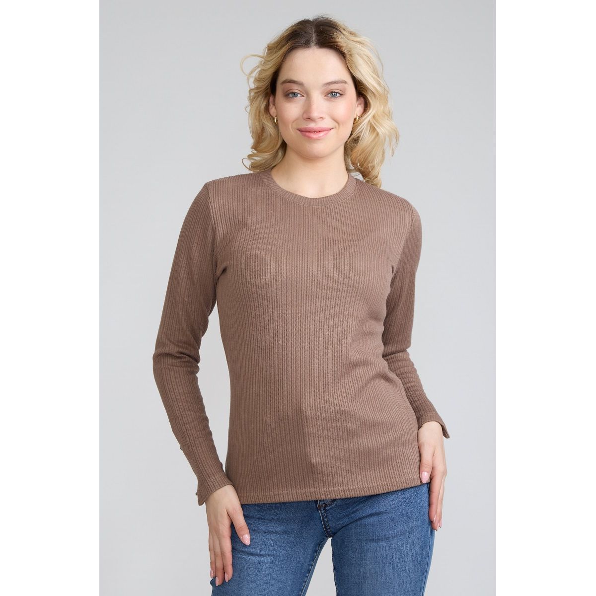 TENTATION - Polera Acanalada Gamuza Cafe Tentation