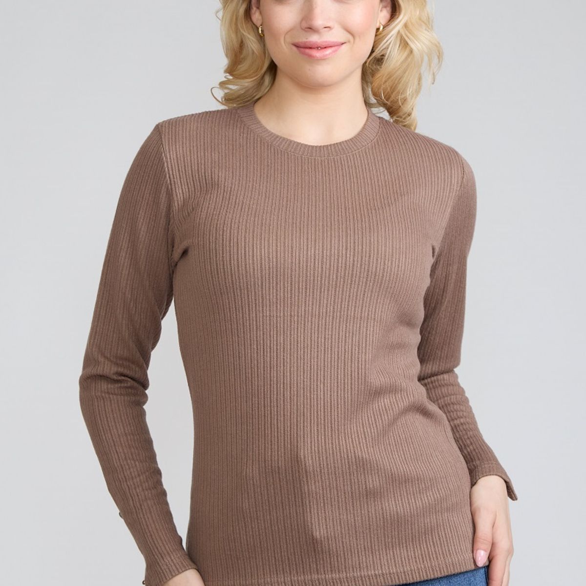 TENTATION - Polera Acanalada Gamuza Cafe Tentation