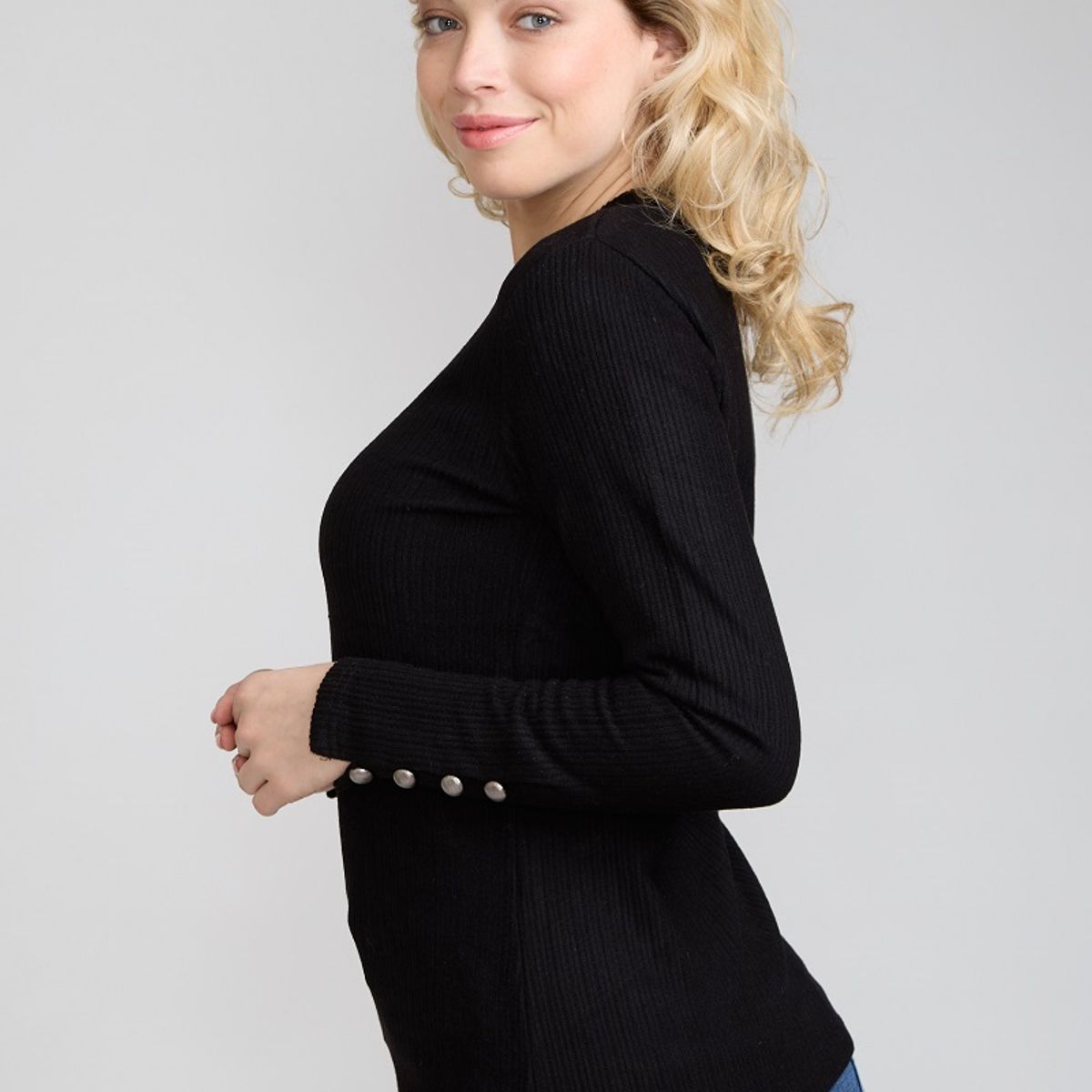 TENTATION - Polera Acanalada Gamuza Black Tentation