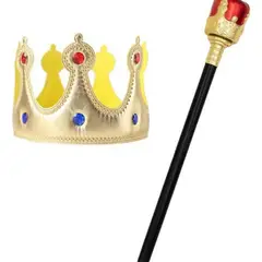 GENERICO - Set De Rey Corona + Cetro Disfraz Cosplay Niños