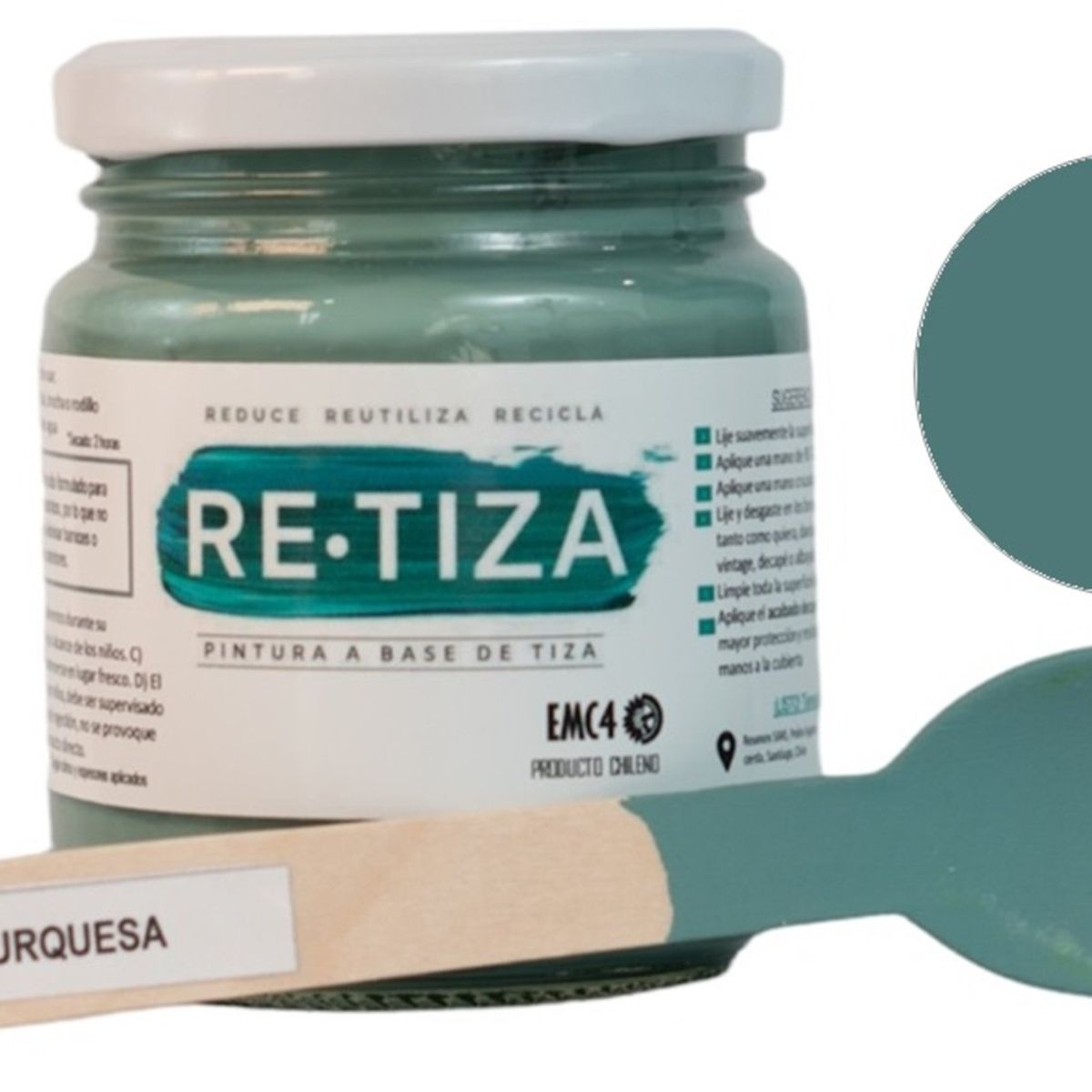 RETIZA - Pintura Tizada/Vintage TURQUESA  250 grs. base agua mate decorativa