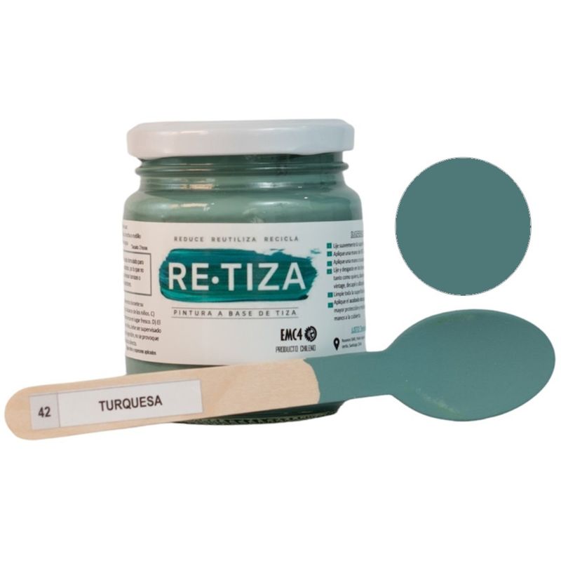 RETIZA - Pintura Tizada/Vintage TURQUESA  250 grs. base agua mate decorativa