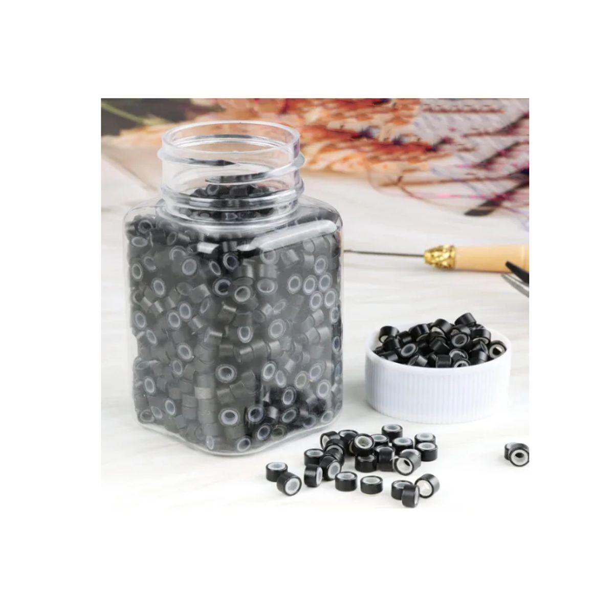 GENERICO - Set 500 Microring Para Extension De Cabello Negro #1