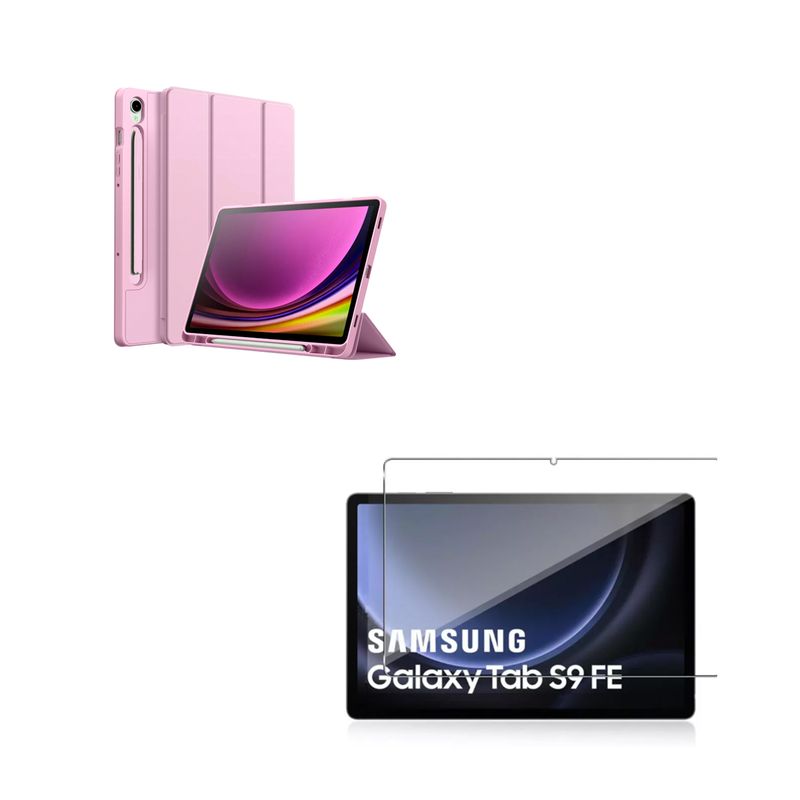 JOIGO - Funda Smart Cover Para Samsung S9 Fe 10.9 Rosa Lamina Vidrio