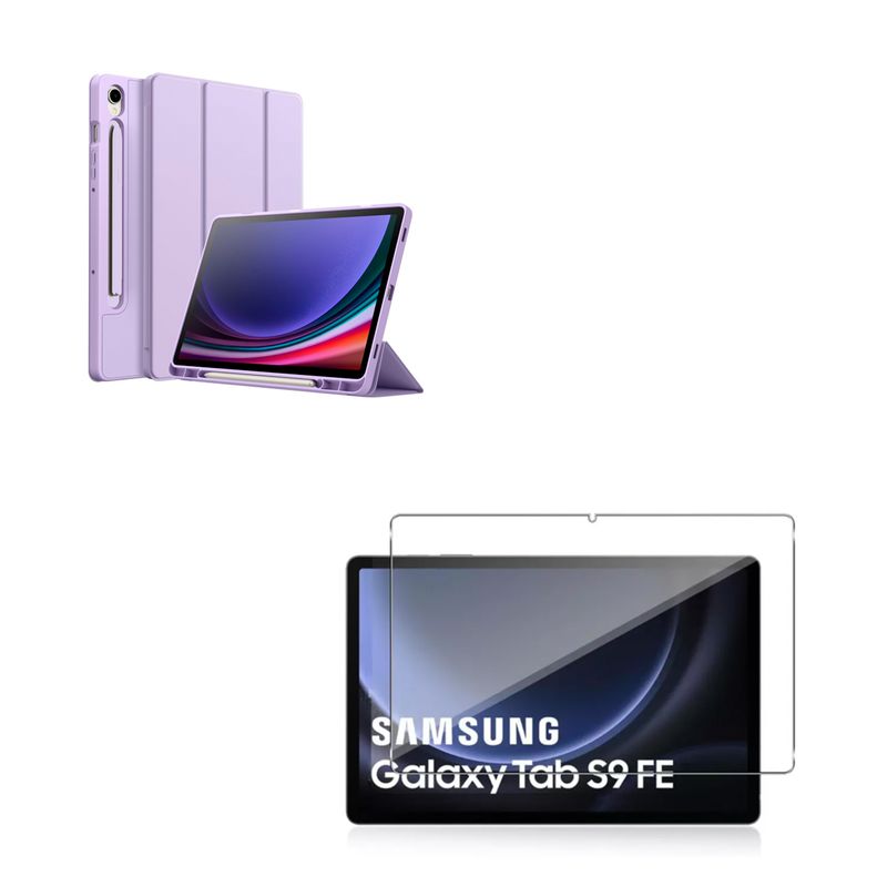 JOIGO - Funda Smart Cover Para Samsung S9 Fe 10.9 Lila Lamina Vidrio