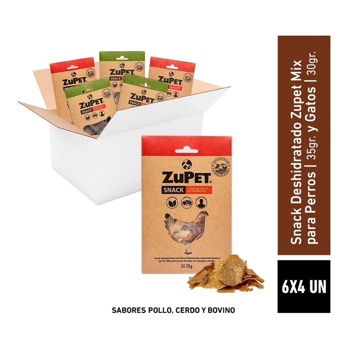 ZUPET - Snack Perro y Gato Zupet Deshidratado Pack 6X4