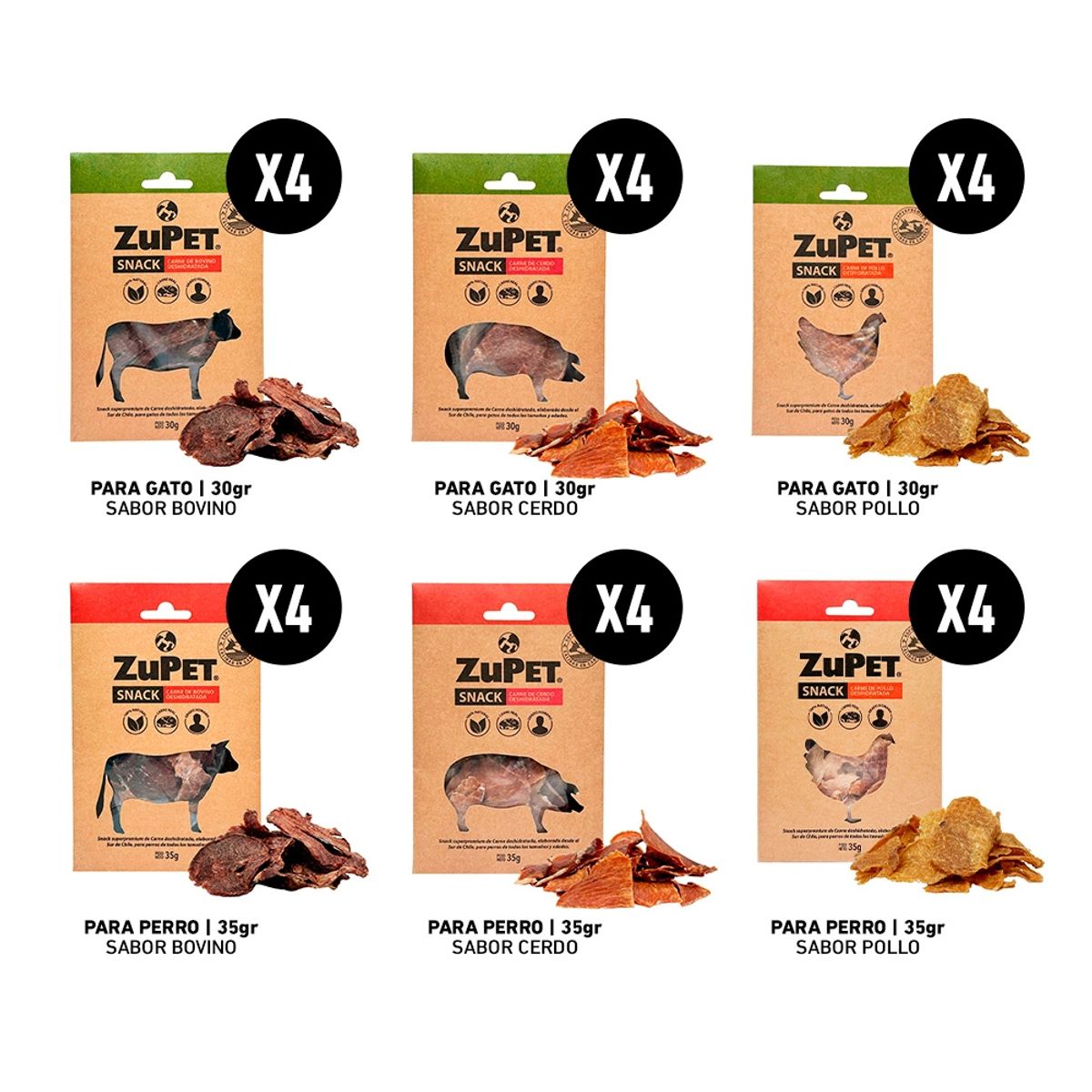 ZUPET - Snack Perro y Gato Zupet Deshidratado Pack 6X4