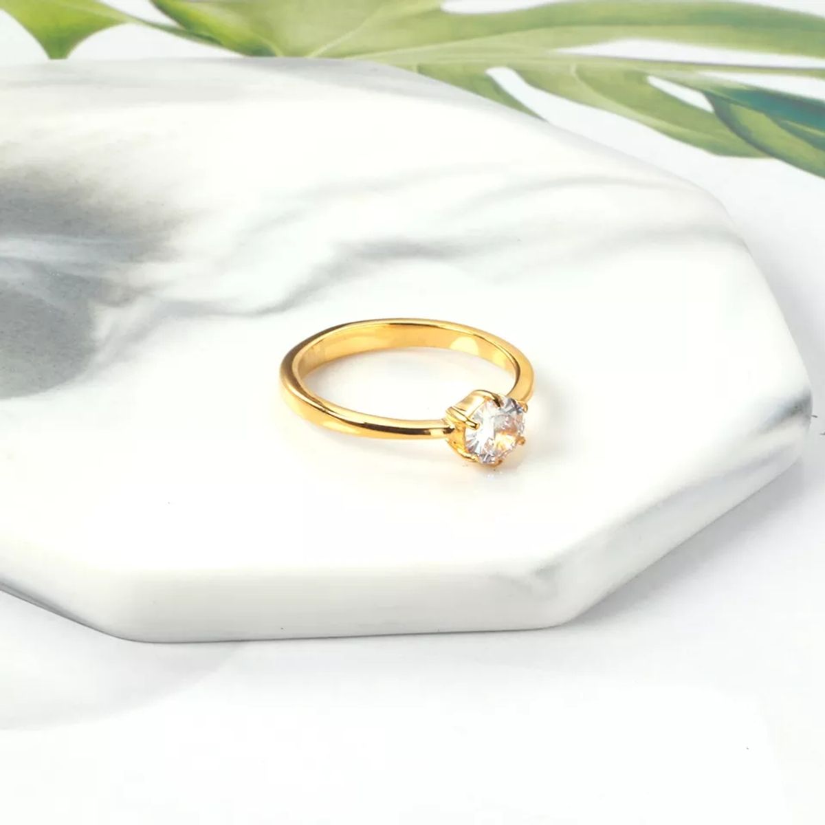 LUXURYJOYAS - Anillo Compromiso Solitario Toque De Oro 18kt Luxuryjoyas