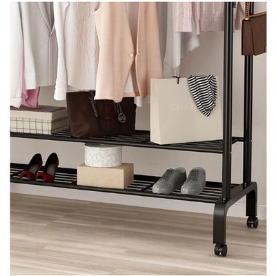 Imagen 2 del producto PERCHERO DOBLE BARRA ORGANIZADOR DE ROPA CON RUEDA