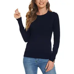 MOSS ROSE - Jersey de manga larga y cuello redondo a rayas para mujer
