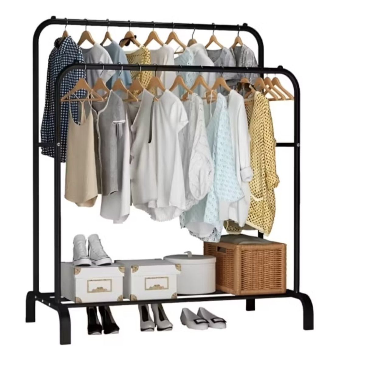 GENERICO - PERCHERO DOBLE BARRA ORGANIZADOR DE ROPA MULTIFUNCION