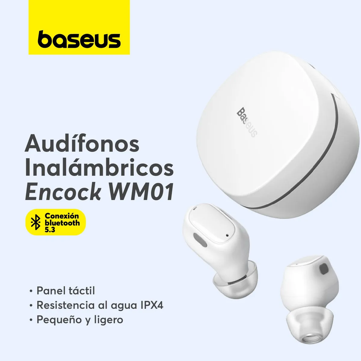 BASEUS - Audifono Inalambrico Baseus Encok True WM01 Blanco