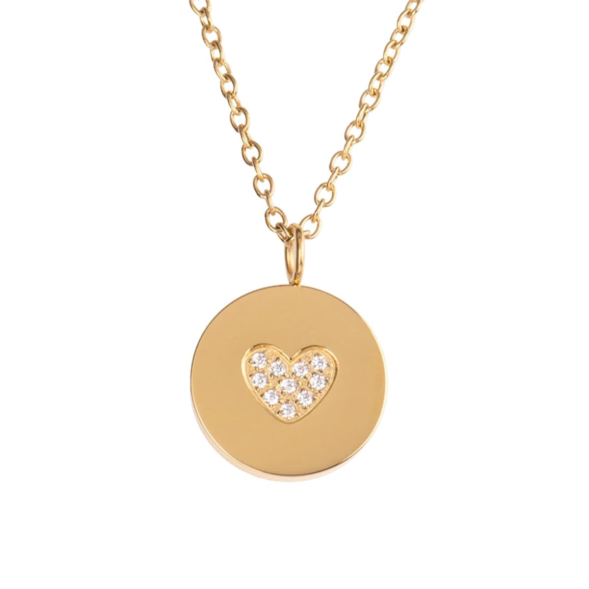 LUXURYJOYAS - Collar Medalla Corazón Oro 18kt Diamantes Bañado