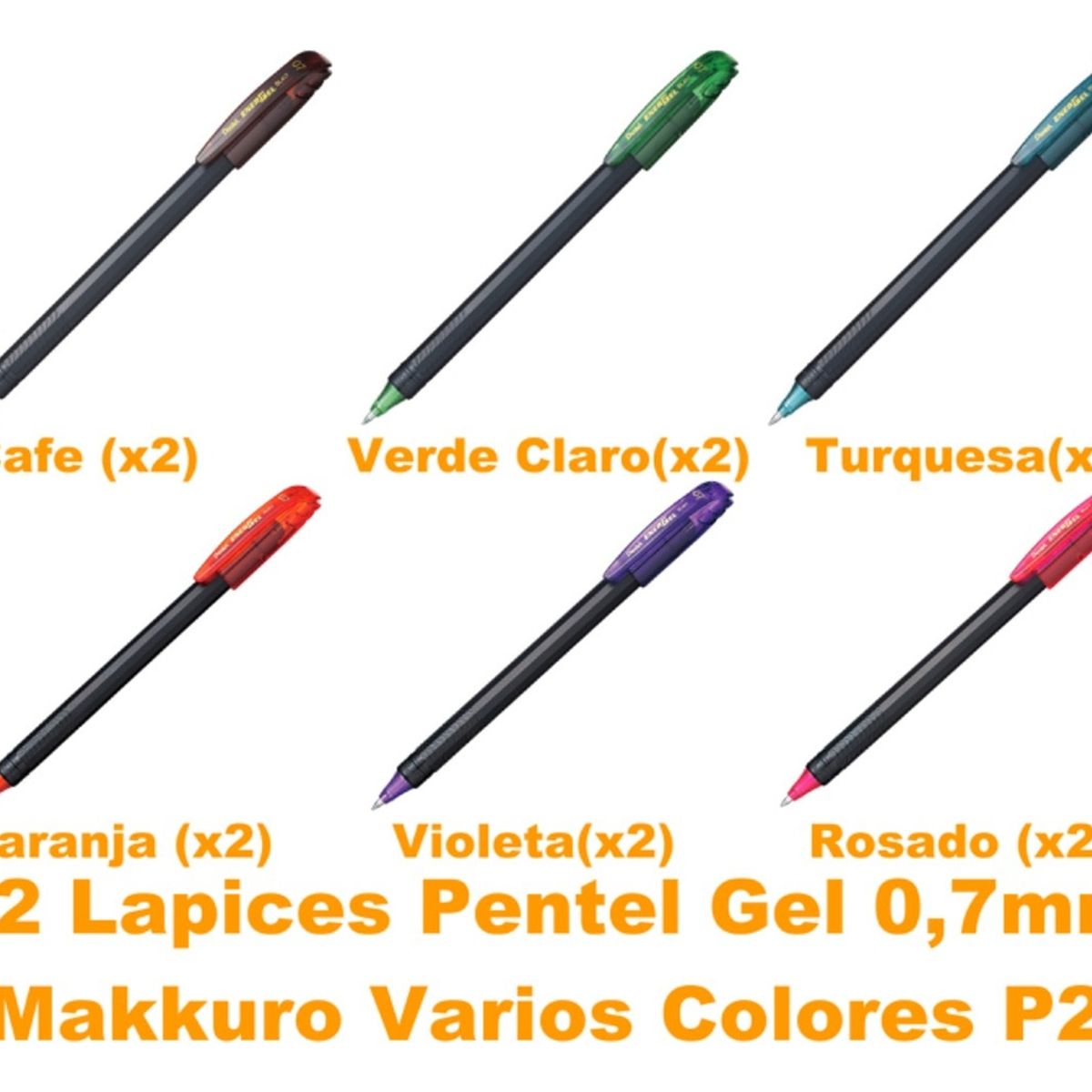 PENTEL - Roller  Lapiz Gel Pentel Makkuro 07mm Color P2 -12un