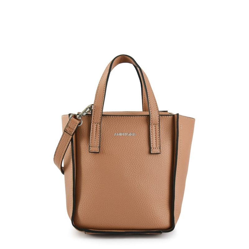 AMPHORA - Cartera dos asas pequeña clear beige oscuro
