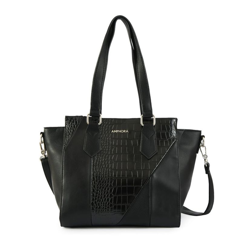 AMPHORA - Cartera Dos Asas Tres divisiones mediana ezely negro