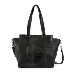AMPHORA - Cartera Dos Asas Tres divisiones mediana ezely negro