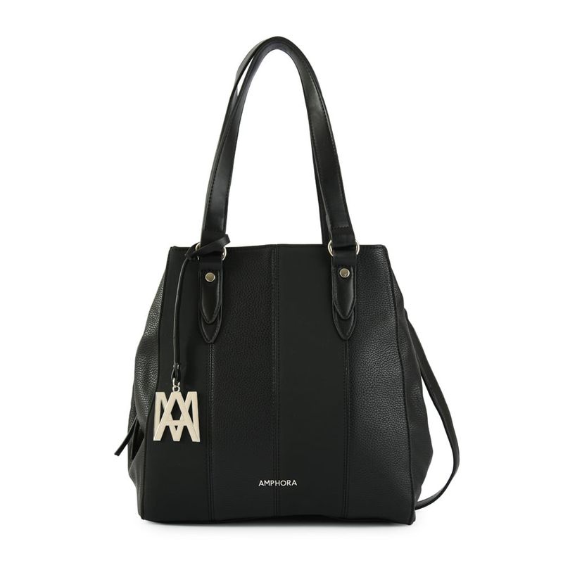 AMPHORA - Cartera Dos Asas Tres divisiones mediana sabrina negro