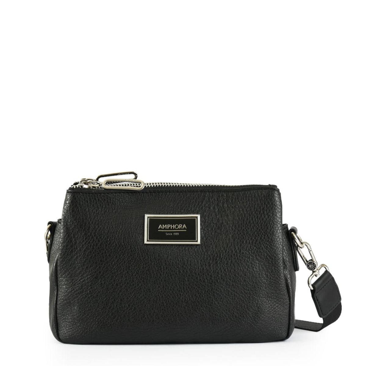 AMPHORA - Cartera bandolera becky mediana negro