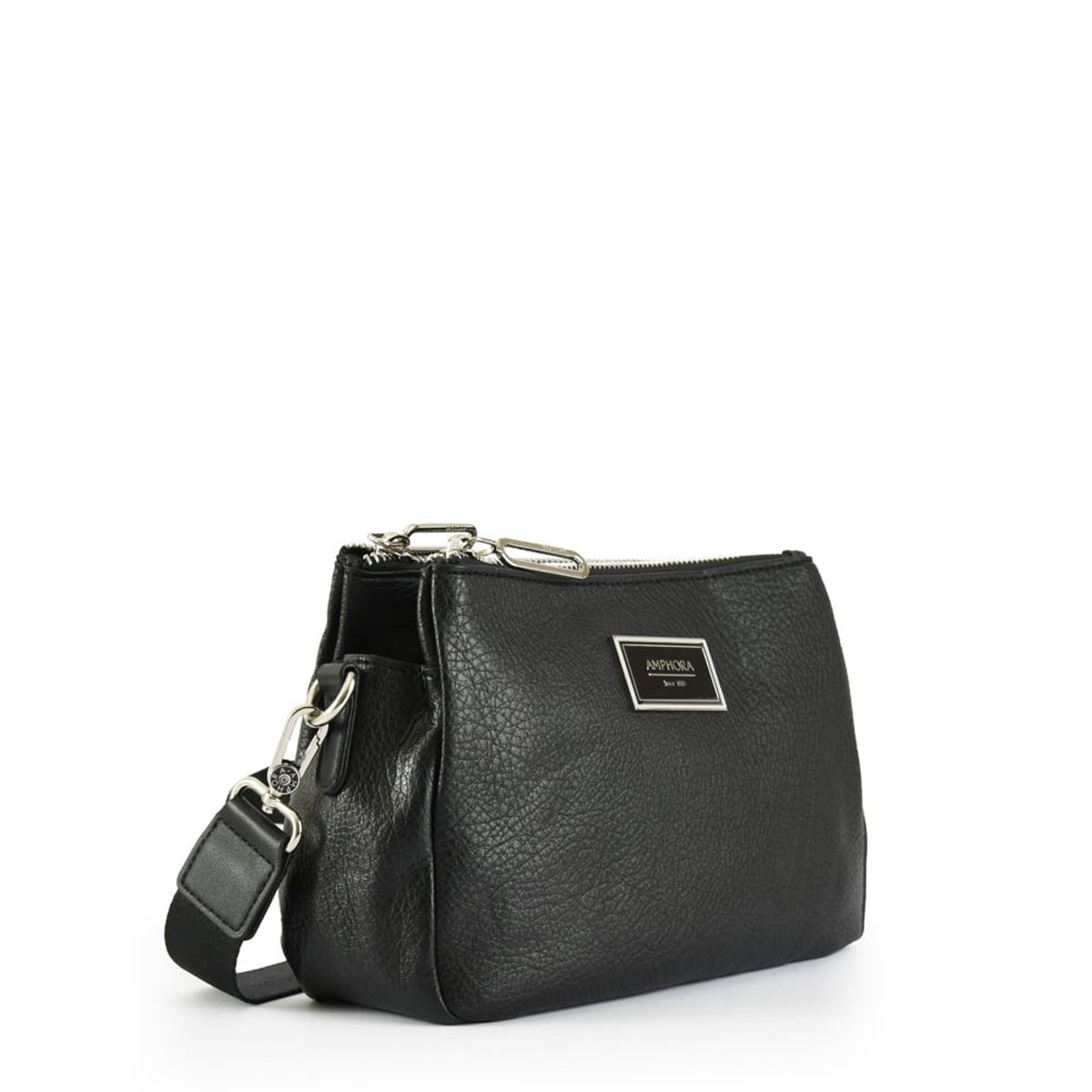 AMPHORA - Cartera bandolera becky mediana negro