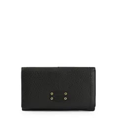 AMPHORA - Billetera new eyelet cuero cierre exterior mediana negro