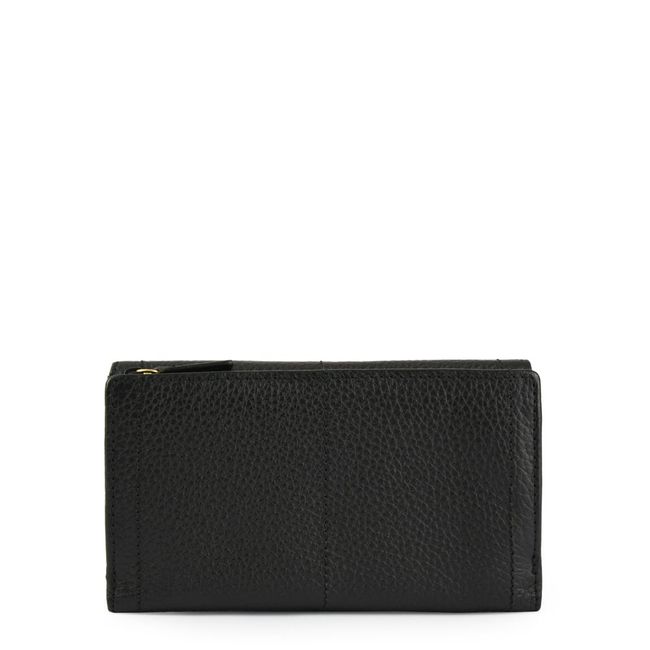 AMPHORA - Billetera new eyelet cuero cierre exterior mediana negro