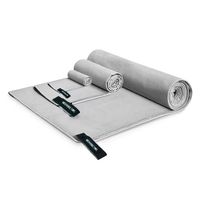 Set de Toallas 3 piezas. Microfibra para Deporte, Baño, Playa Gris
