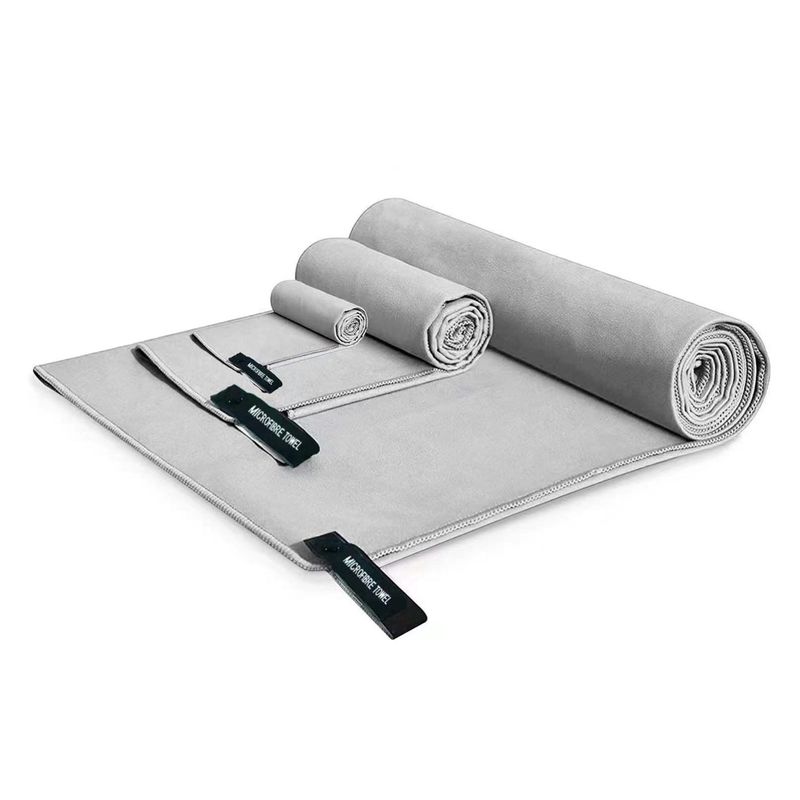 BABYLUNA - Set de Toallas 3 piezas. Microfibra para Deporte, Baño, Playa Gris