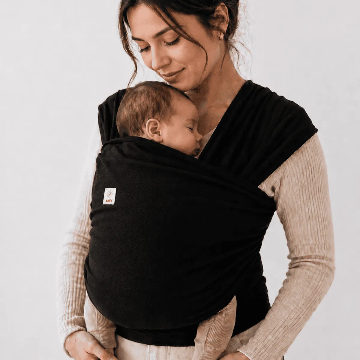 GENERICO - Fular portabebé ergonómico semielasticado color negro