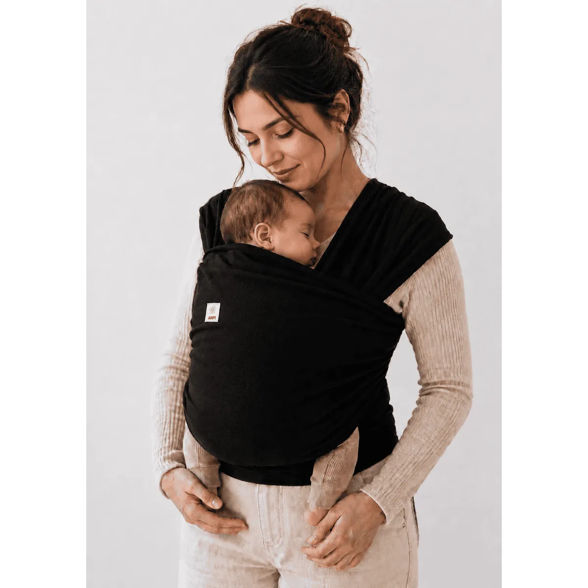 GENERICO - Fular portabebé ergonómico semielasticado color negro