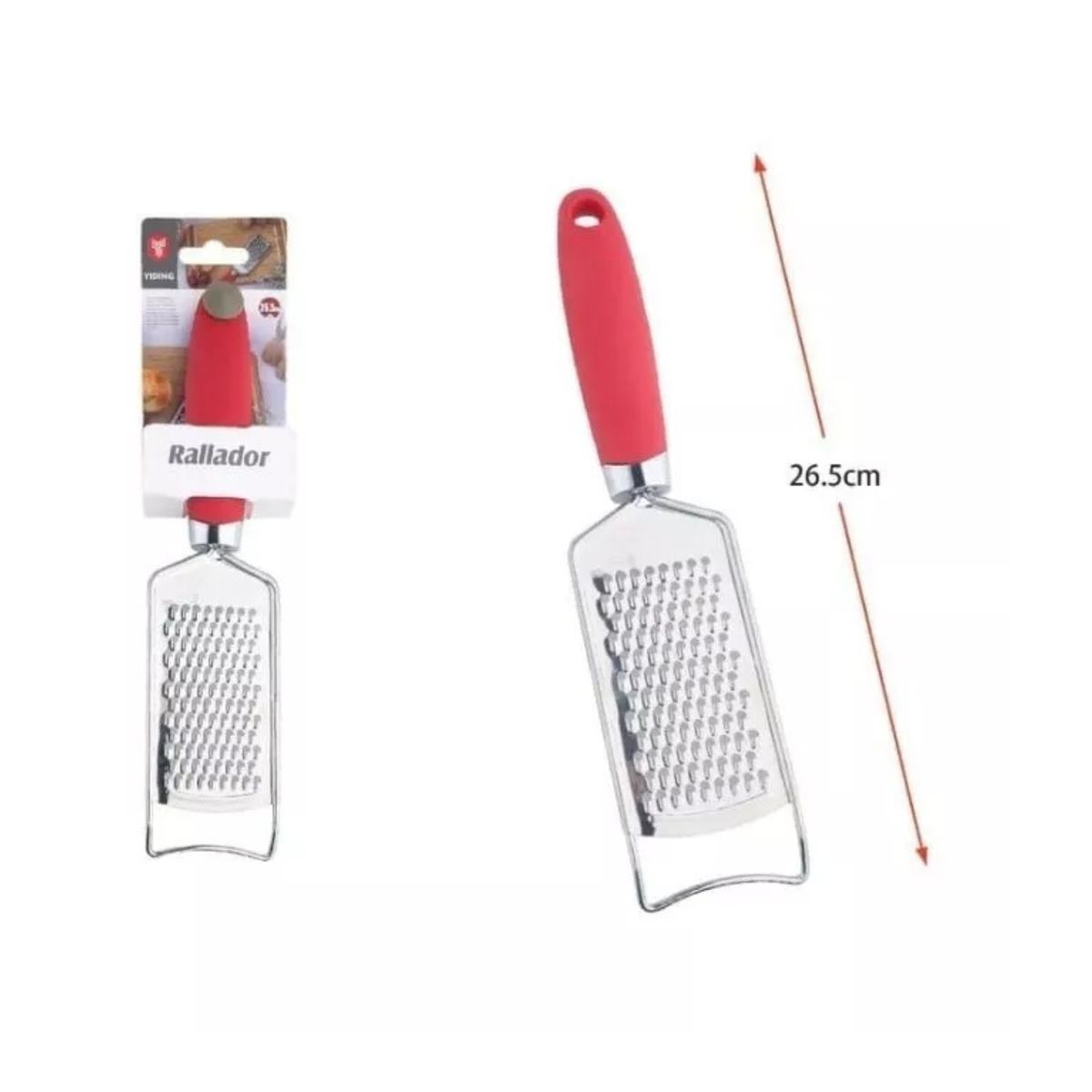 GENERICO - Rallador Manual Con Mango 26cm Acero Inoxidable Cocina.