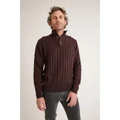 TRIAL - Sweater hombre Pier trenzado café