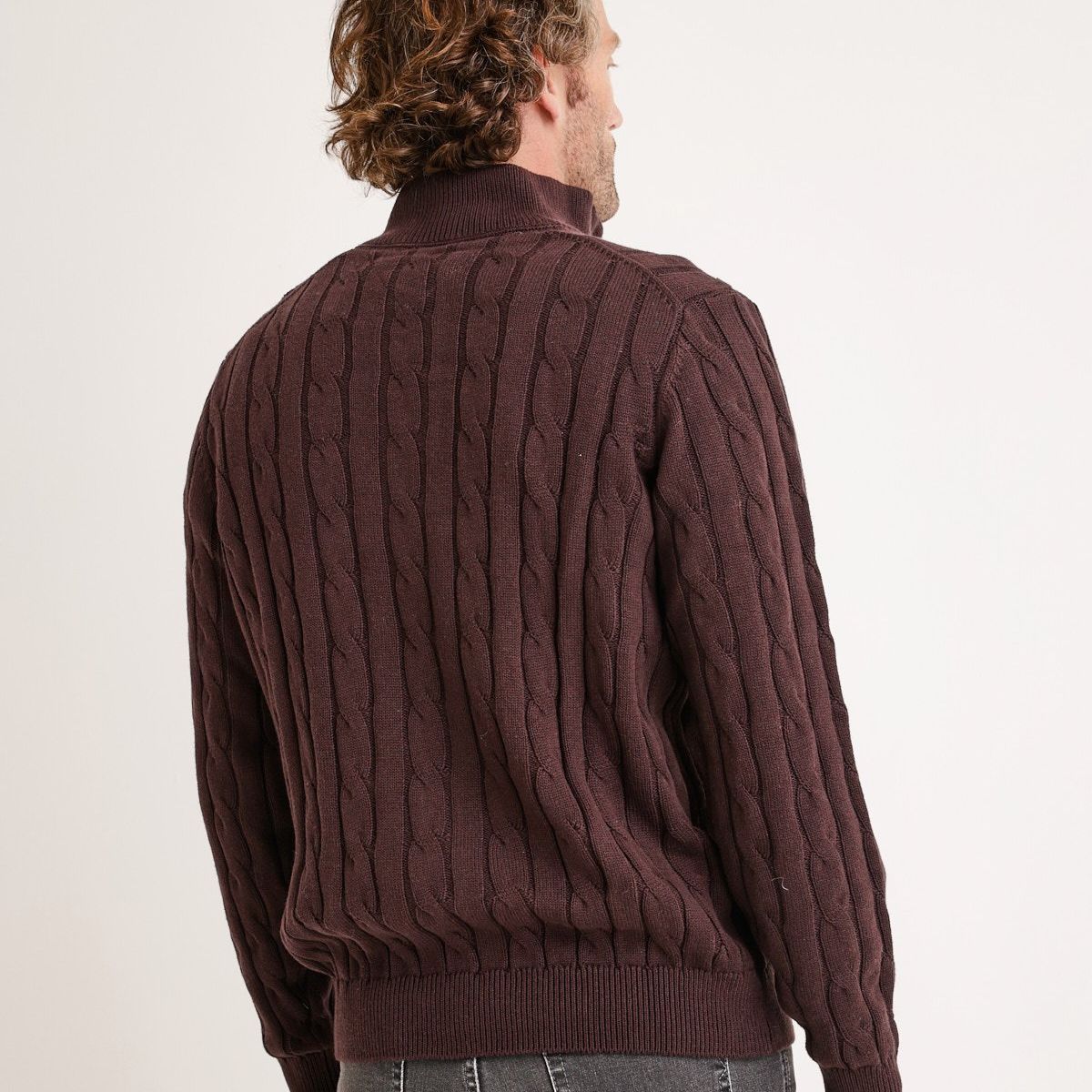 TRIAL - Sweater Hombre Pier Trenzado Café