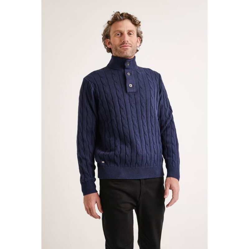 TRIAL - Sweater hombre Pier trenzado azul
