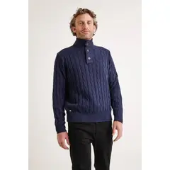 TRIAL - Sweater hombre Pier trenzado azul