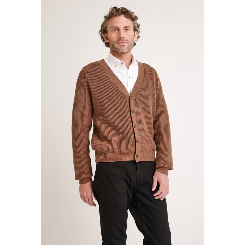 TRIAL - Cardigan de hombre tejido café