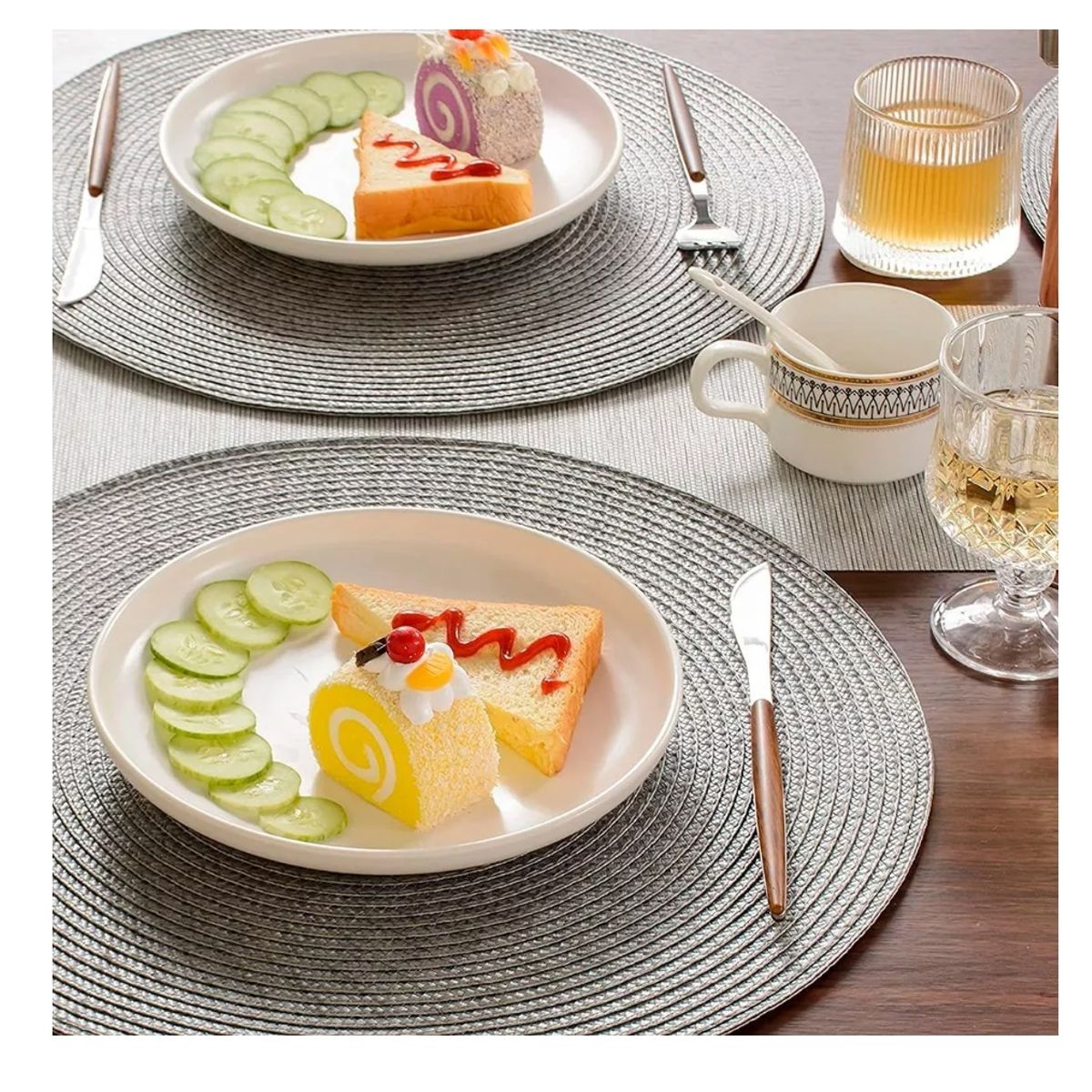 GENERICO - Set De 6 Individuales Redondos Trenzados 38 Cm