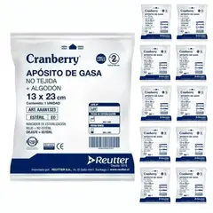 CRANBERRY - Apósito Gasa No Tejida + Algodón Estéril 13x23 Bolsa 10 Un