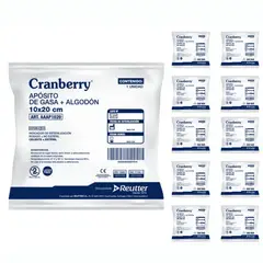 CRANBERRY - Apósito Gasa No Tejida + Algodón Estéril 10x20 Bolsa 10 Un