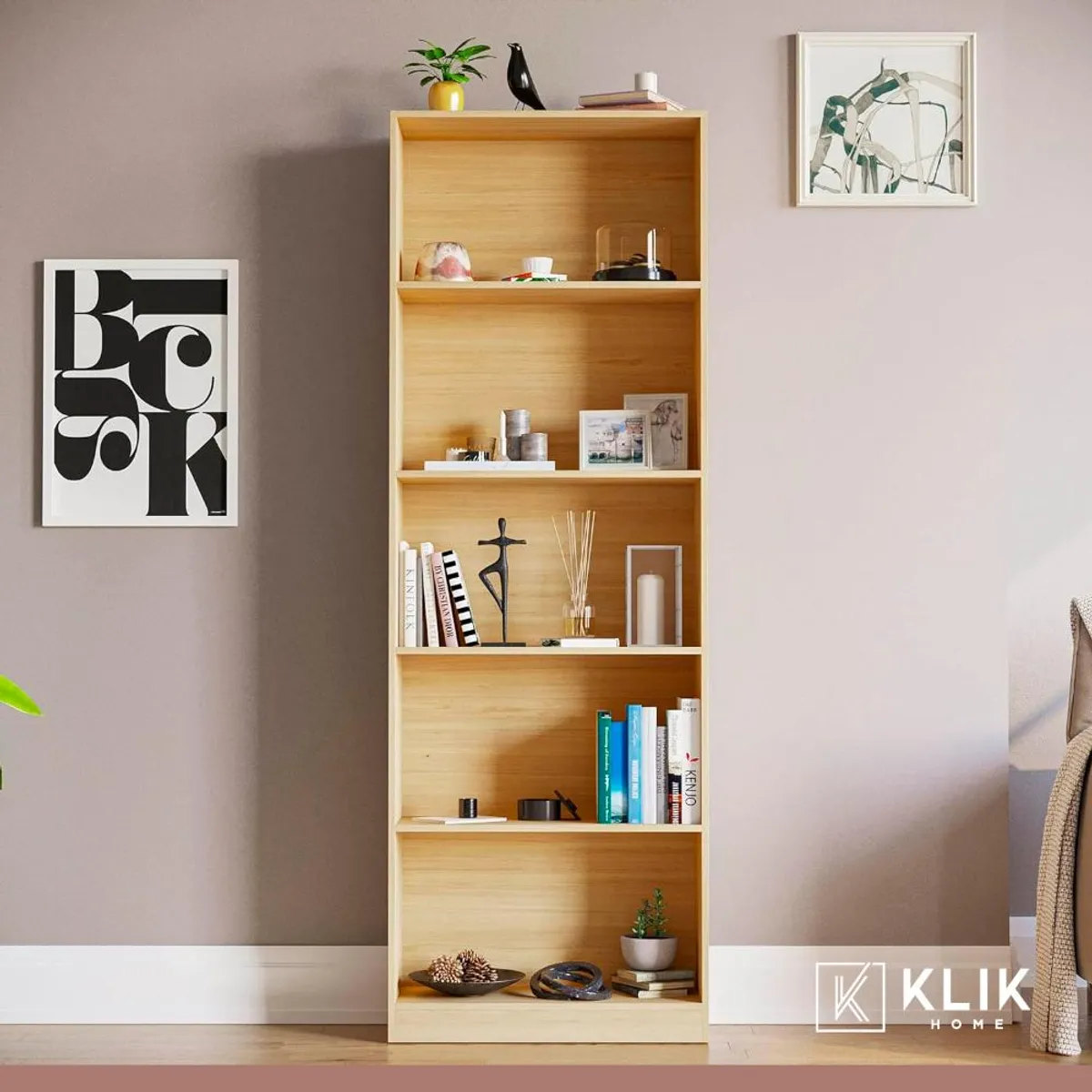 KLIK - Librero Billy de 5 espacios alto - Madera KLIK