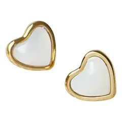 LUXURYJOYAS - Aros Corazón Piedra Blanca Oro 18kt bañado- Niña Mujer 2