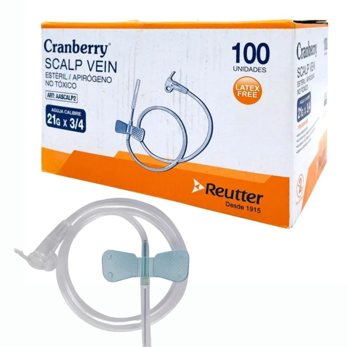 CRANBERRY - Mariposa Scalp Vein 21G X 3/4 Cranberry Caja 100 Unidades