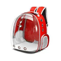 MUNDO ONLINE - Mochila Bolso transportador Gatos y Cachorro Roja