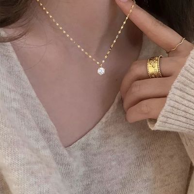 Imagen 2 del producto Collar Punto Luz Cristal Juvenil Mujer Oro 18k Bañado-1